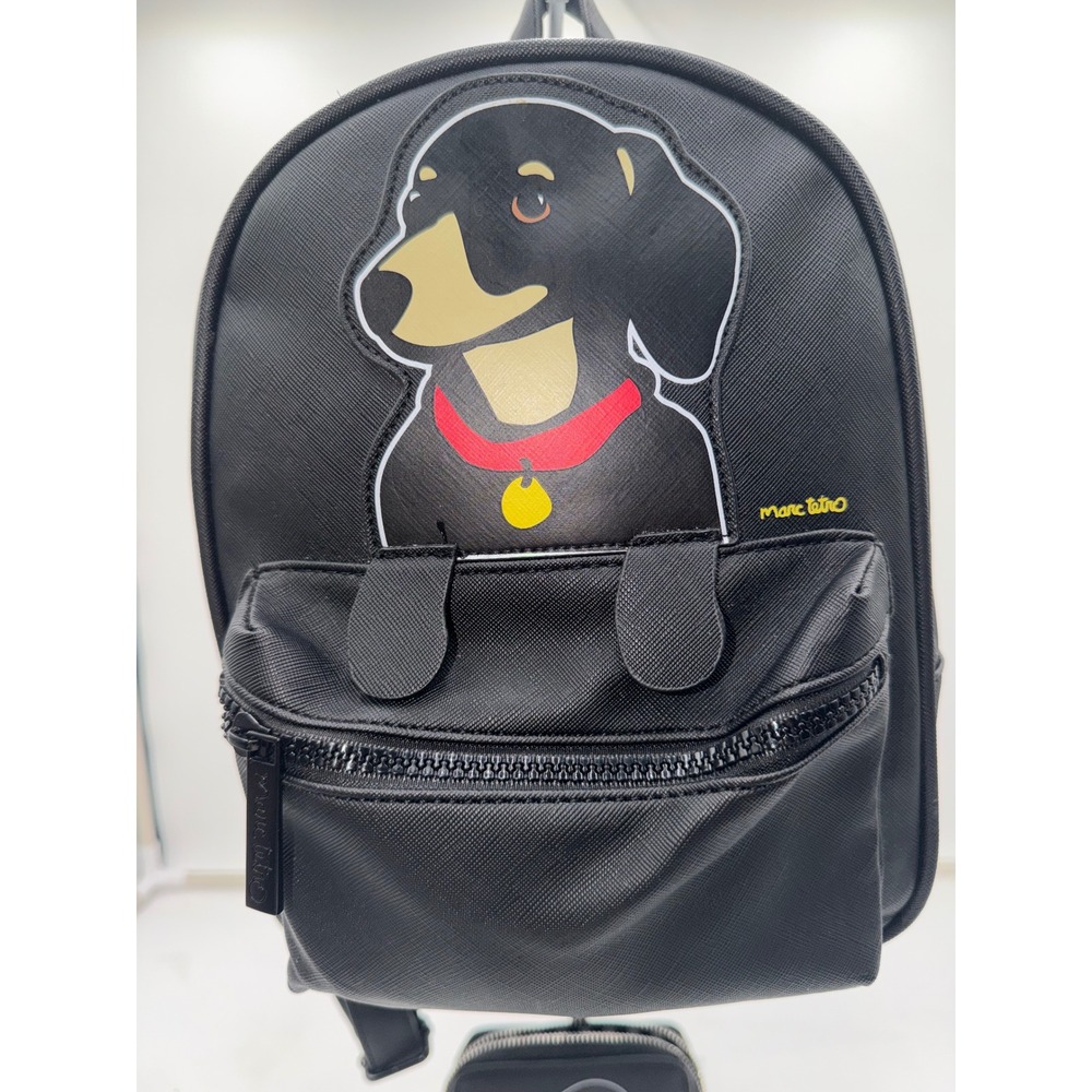 Marc Tetro Dachshund Mini Backpack and Zip Wallet Set Black Vegan Leather 2pc - Picture 4 of 11